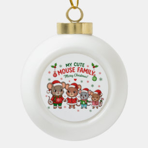 Schattige Muizenfamilie Prettig Kerstfeest Keramische Bal Ornament