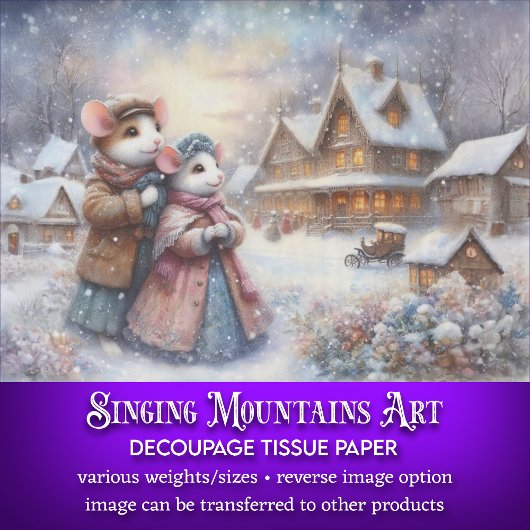 Schattige muizenpaar in schilderachtige dorpdecoup tissuepapier