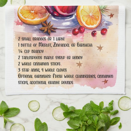 Schattige Mulled Wine Christmas Drink Recept Theedoek (Gevouwen)