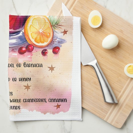 Schattige Mulled Wine Christmas Drink Recept Theedoek (Quarter Fold)