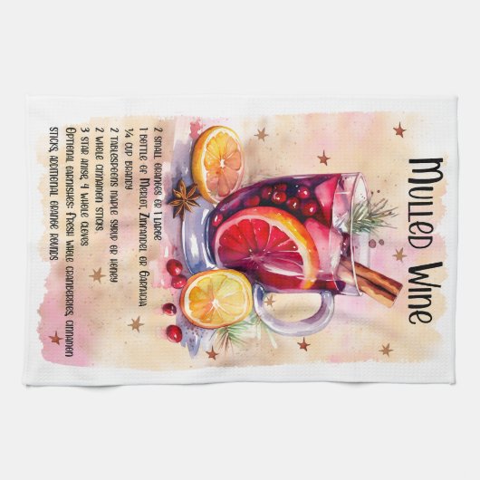 Schattige Mulled Wine Christmas Drink Recept Theedoek (Horizontaal)