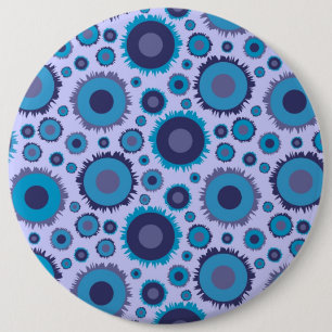 Schattige multi blauwe kleuren zonnen patronen ronde button 6,0 cm