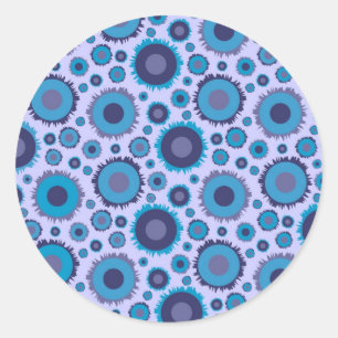 Schattige multi blauwe kleuren zonnen patronen ronde sticker
