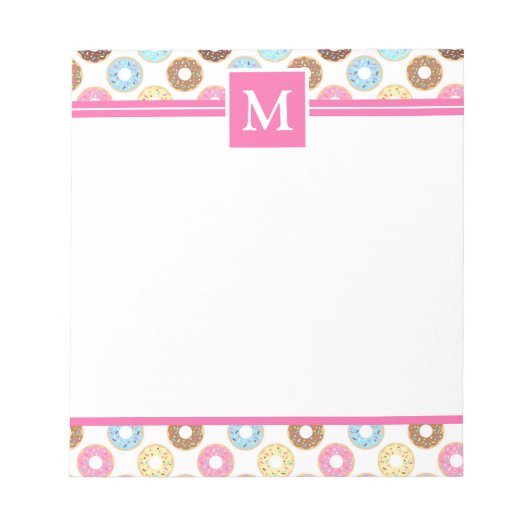 Schattige Multi Kleur Ijs Donuts Monogram Notitieblok (Voorkant)