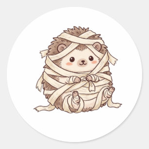 Schattige Mummie Egel Halloween Kostuum Dier Illus Ronde Sticker