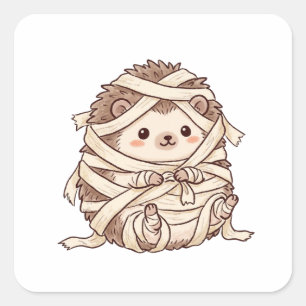 Schattige Mummie Egel Halloween Kostuum Dier Illus Vierkante Sticker