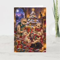 Schattige Mummie Familie Kerstmis Egyptische Creep