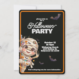 Schattige Mummie Familie Vriendelijk Halloween Fee Kaart