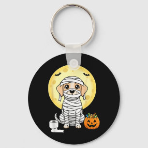 Schattige Mummie Hond Halloween Volle Maan Puppy S Sleutelhanger