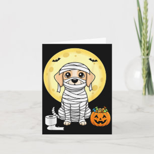Schattige Mummie Hond Halloween Volle Maan Puppy T Kaart
