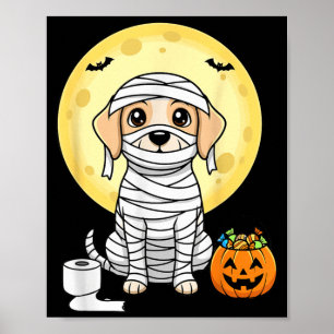 Schattige Mummie Hond Halloween Volle Maan Puppy T Poster