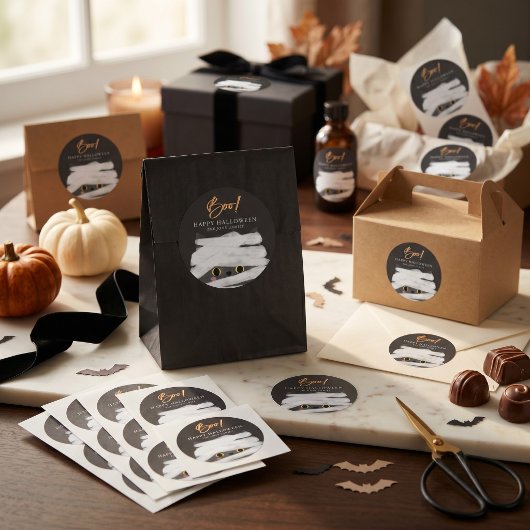 Schattige Mummie Kat Halloween Ronde Sticker