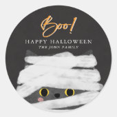 Schattige Mummie Kat Halloween Ronde Sticker (Voorkant)