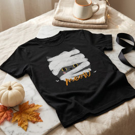Schattige Mummie Kat Miauw Halloween T-shirt
