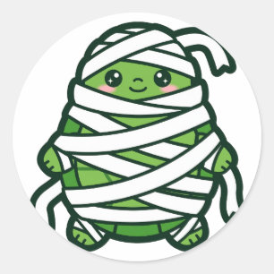Schattige Mummie Schildpad Halloween Ronde Sticker