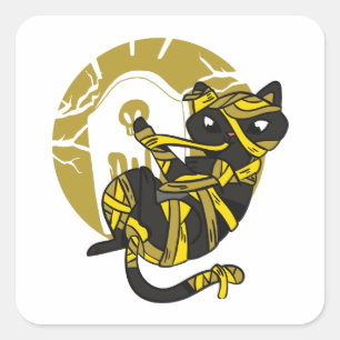 Schattige Mummy Cat Vierkante Sticker