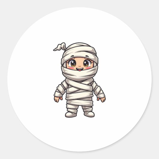 Schattige Mummy Character - Halloween Kostuum Shir Ronde Sticker (Voorkant)