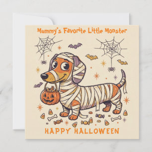 Schattige Mummy Dachshund Halloween Kaart