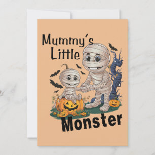Schattige Mummy's Little Monster Grappig Halloween Feestdagenkaart