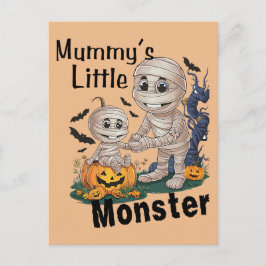 Schattige Mummy's Little Monster Grappig Halloween Feestdagenkaart