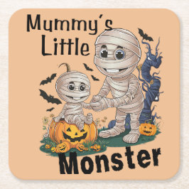 Schattige Mummy's Little Monster Grappig Halloween Kartonnen Onderzetters