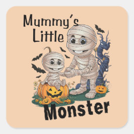 Schattige Mummy's Little Monster Grappig Halloween Vierkante Sticker