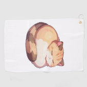 Schattige Munchkin Cat Sleeping Classic T-shirt Golfhanddoek (Horizontaal)