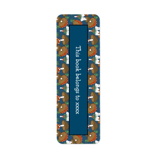 Schattige Mushroom Doodle Book Label Design (Voorkant)