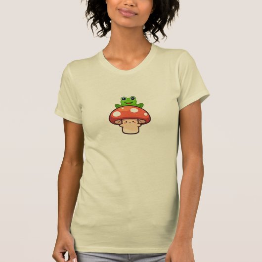 Schattige Mushroom & Frog Duo, Kawaii grafisch t-s T-shirt (Voorkant)