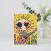 Schattige musical Sunshine op gitaar Briefkaart (Staand voorkant)