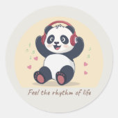 Schattige Muziek Panda Ronde Sticker (Voorkant)