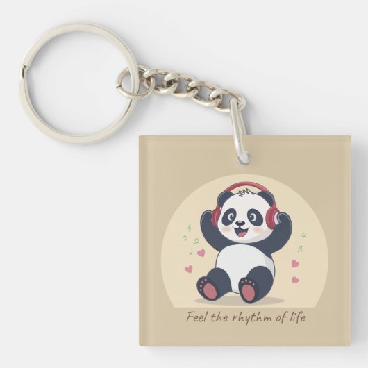 Schattige Muziek Panda Sleutelhanger (voorkant)