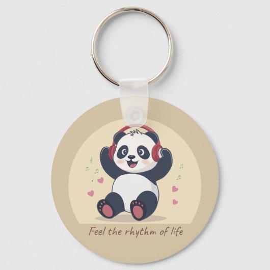 Schattige Muziekpanda Sleutelhanger (Voorkant)