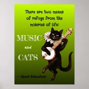 Schattige Muzikale Kat Twee Middelen tot Vlucht Sc Poster