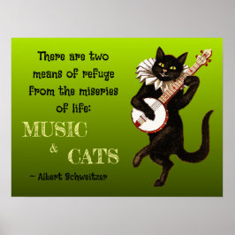 Schattige Muzikale Kat Twee Middelen tot Vlucht Sc Poster