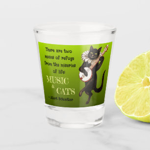 Schattige Muzikale Kat Twee Middelen tot Vlucht Sc Shot Glas