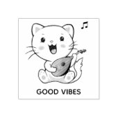 Schattige muzikale tabby kat met mandoline rubberstempel (Afrduk)