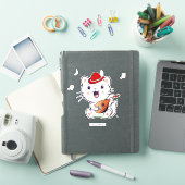Schattige muzikale witte kat met mandoline sticker (iPad Cover)