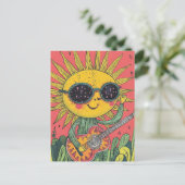 Schattige muzikale zonneschijn briefkaart (Staand voorkant)