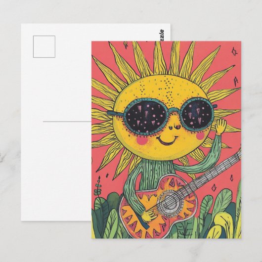 Schattige muzikale zonneschijn briefkaart (Voorkant / Achterkant)