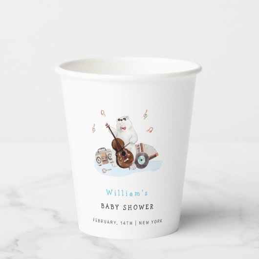 Schattige muzikant Polar Beer Baby shower Papieren Bekers (Voorkant)