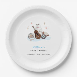 Schattige muzikant Polar Beer Baby shower Papieren Bordje