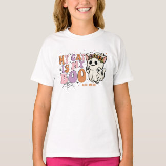 Schattige My Cat Is My Boo Girl's Halloween T-shir T-shirt