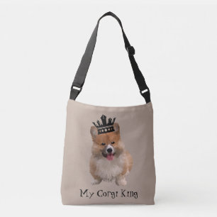Schattige "My Corgi King" Welsh Corgi Dog Canvas t Crossbody Tas