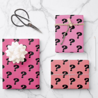 Schattige Mystery Gift Wrapper Vraag Mark Black&Pi Inpakpapier Vel