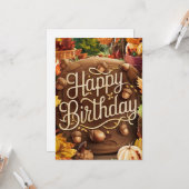 Schattige Mystiek Bos Herfst Herfst Gelukkige Verj Kaart (Voorkant / Achterkant in situ)