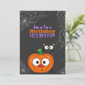 Schattige n Spooky Scaredy Cat en pompoen Verjaard Kaart (Staand voorkant)
