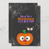 Schattige n Spooky Scaredy Cat en pompoen Verjaard Kaart (Voorkant / Achterkant)