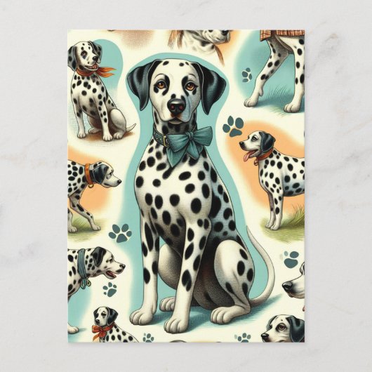 Schattige Naadloos Dalmatisch Briefkaart (Voorkant)