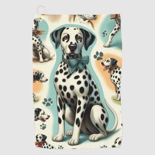 Schattige Naadloos Dalmatisch Golfhanddoek (Voorkant)